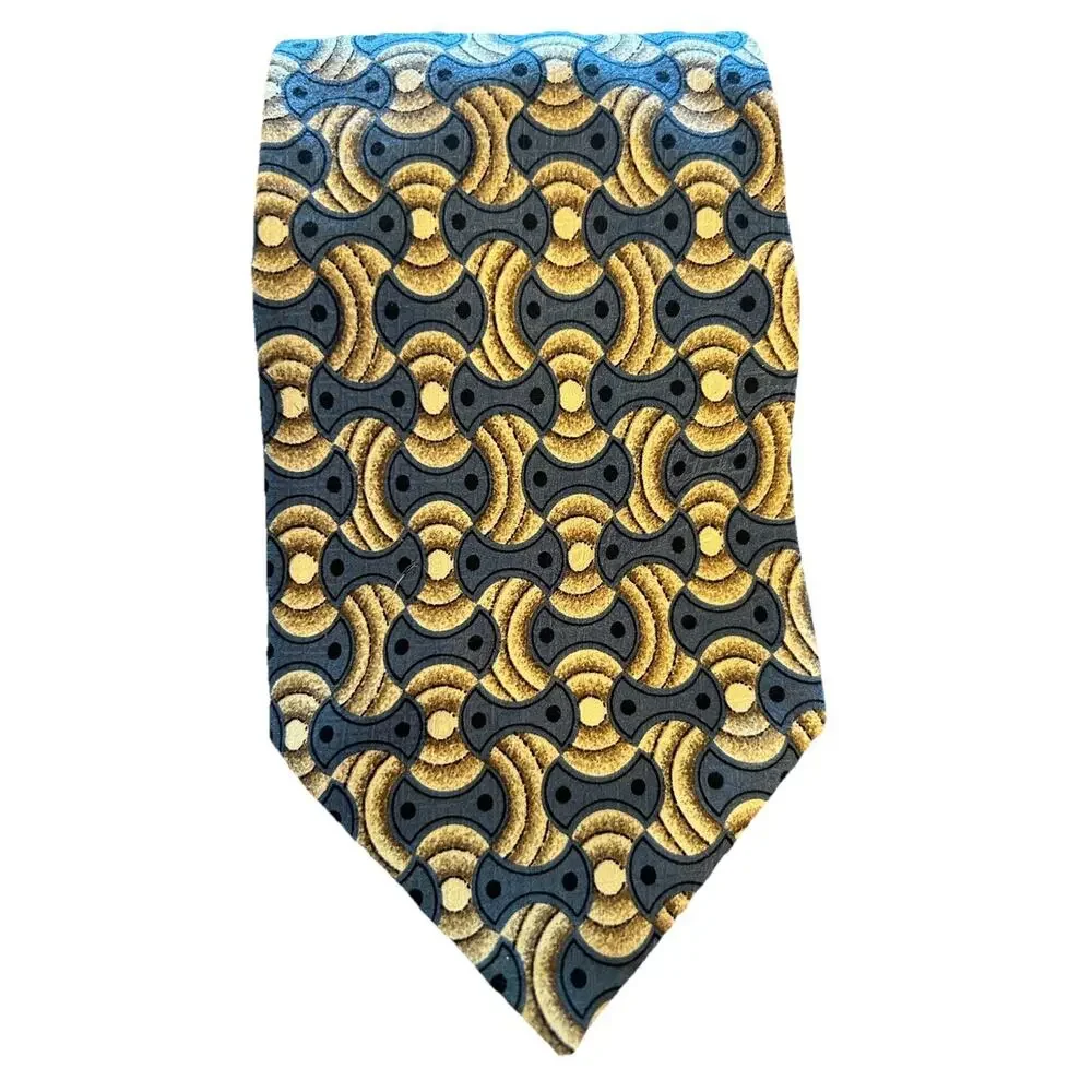 Valentino‎ Pietro Men’s Tie Blue Geometric 4.25” Italian Silk Designer Necktie